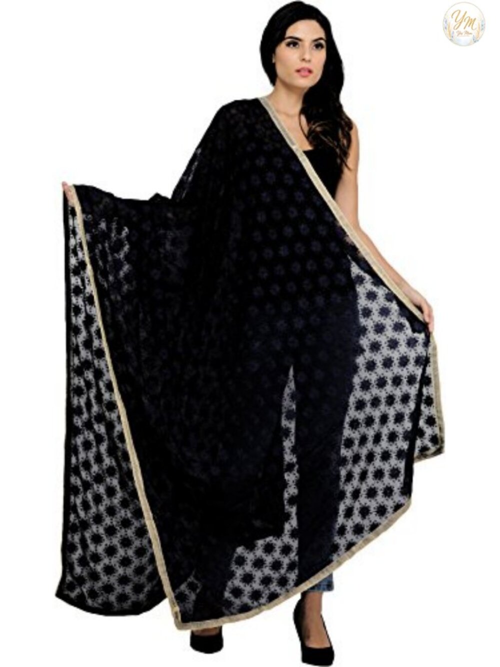 Georgette Phulkari Dupatta with Embroidered Bootis